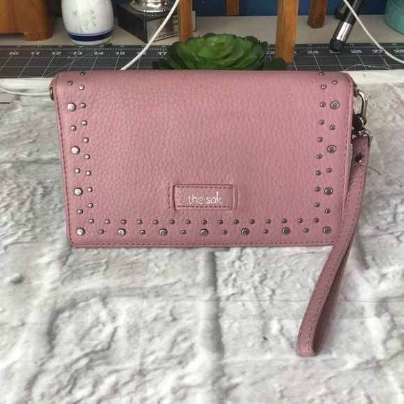 The Sak Pink Studded Clutch Wristlet - Picture 1 of 5